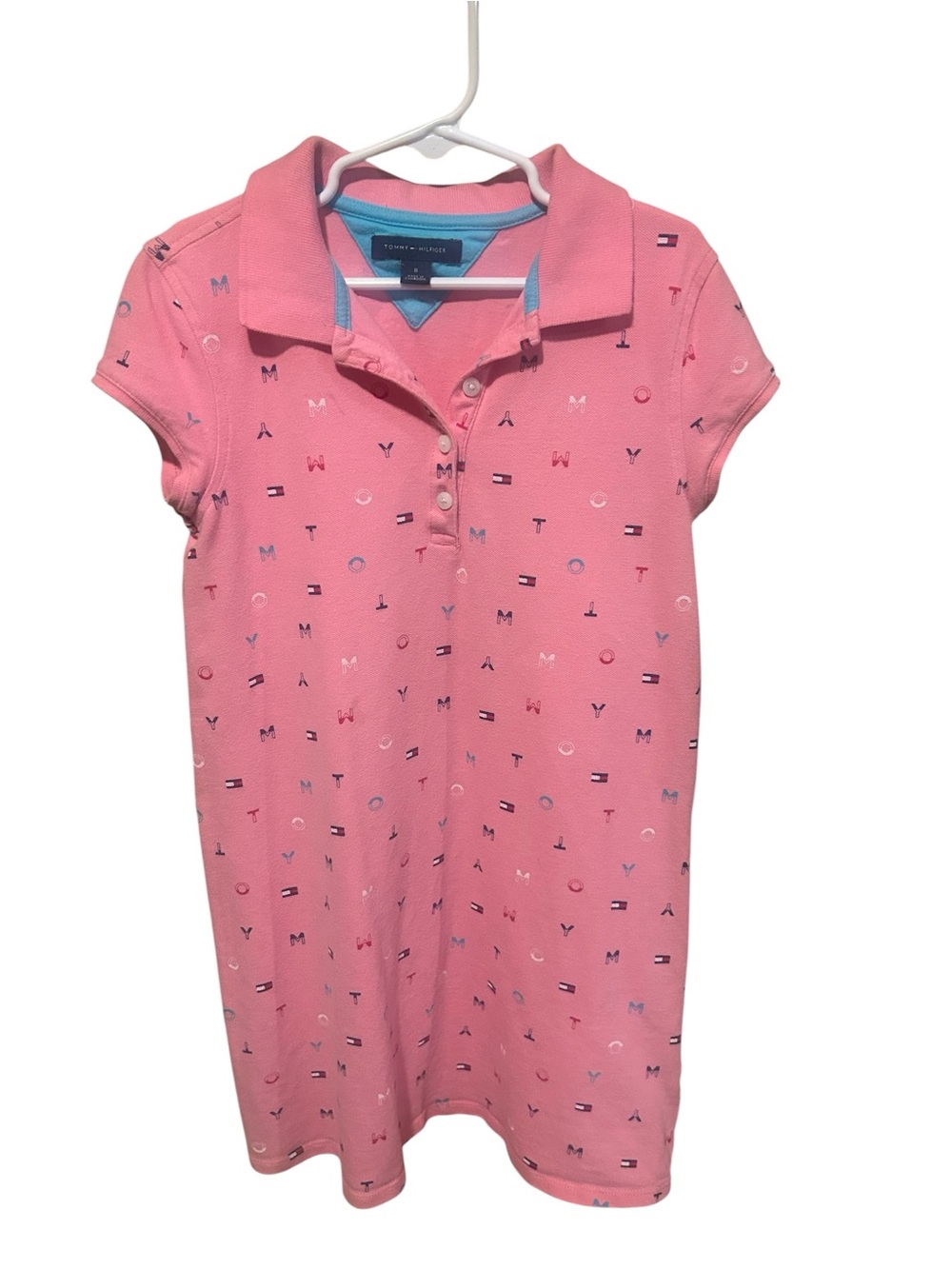 Tommy Hilfiger Little Girls' Pink Polo Shirt Dress with Logo Print